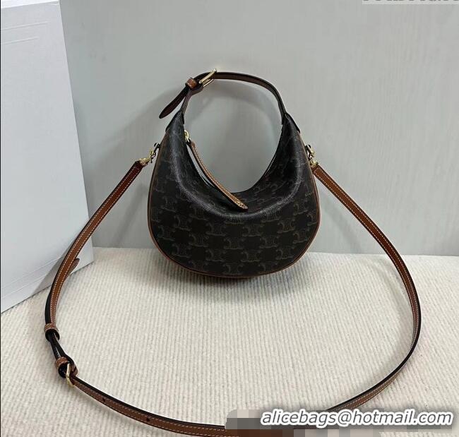 New Cheap Celine Teen Lulu Bag in Triomphe Canvas and Calfskin 120723 Brown 2025
