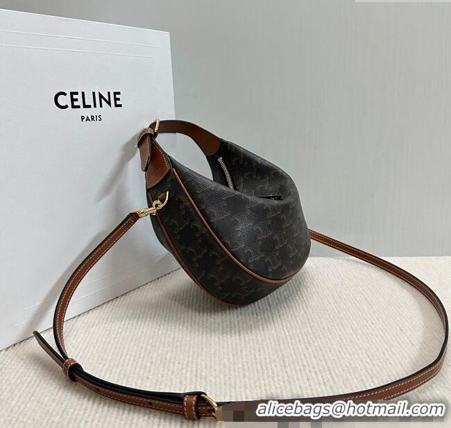 New Cheap Celine Teen Lulu Bag in Triomphe Canvas and Calfskin 120723 Brown 2025