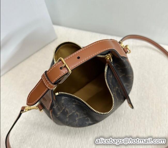 New Cheap Celine Teen Lulu Bag in Triomphe Canvas and Calfskin 120723 Brown 2025