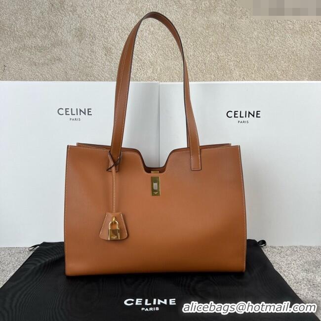 Buy Discount Celine Cabas 16 Tote Bag in Smooth Calfskin 112583 Tan Brown 2025
