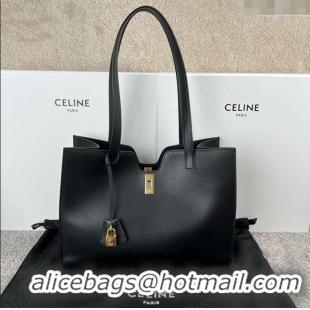 Best Grade Celine Cabas 16 Tote Bag in Smooth Calfskin 112583 Black 2025