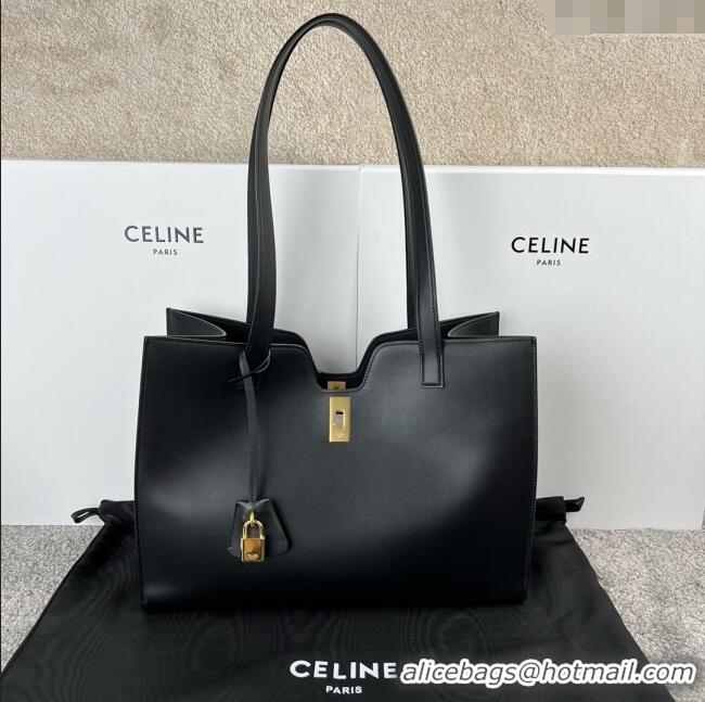 Best Grade Celine Cabas 16 Tote Bag in Smooth Calfskin 112583 Black 2025