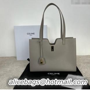 Best Price Celine Cabas 16 Tote Bag in Grained Calfskin 112583 Pebble Grey 2025
