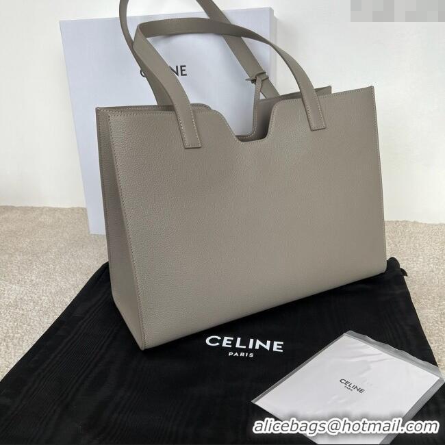Best Price Celine Cabas 16 Tote Bag in Grained Calfskin 112583 Pebble Grey 2025