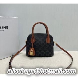 New Cheap Celine Teen Honorine Bag in Triomphe Canvas and Calfskin 120682 Brown 2025