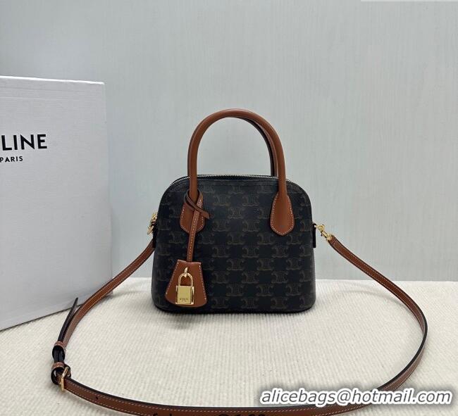 New Cheap Celine Teen Honorine Bag in Triomphe Canvas and Calfskin 120682 Brown 2025