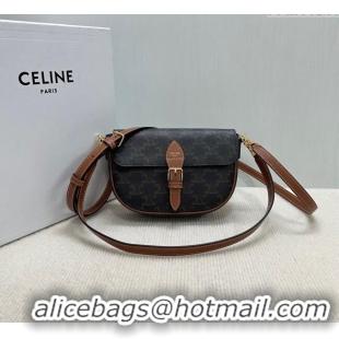 Best Price Celine Folco Shoulder Bag in Triomphe Canvas and Calfskin 122652 Brown 2025