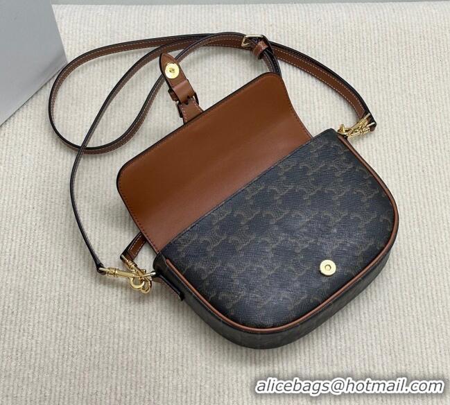 Best Price Celine Folco Shoulder Bag in Triomphe Canvas and Calfskin 122652 Brown 2025