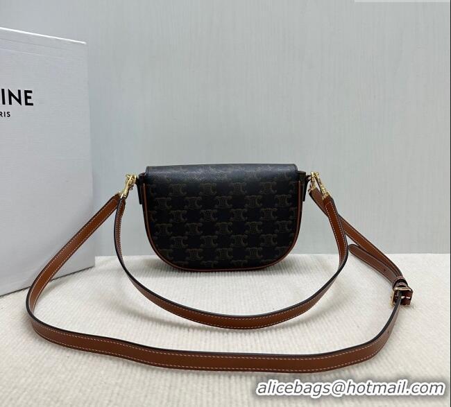 Best Price Celine Folco Shoulder Bag in Triomphe Canvas and Calfskin 122652 Brown 2025