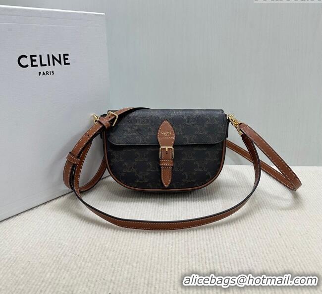 Best Price Celine Folco Shoulder Bag in Triomphe Canvas and Calfskin 122652 Brown 2025