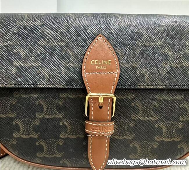 Best Price Celine Folco Shoulder Bag in Triomphe Canvas and Calfskin 122652 Brown 2025