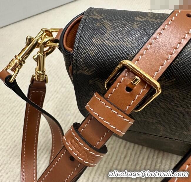 Best Price Celine Folco Shoulder Bag in Triomphe Canvas and Calfskin 122652 Brown 2025