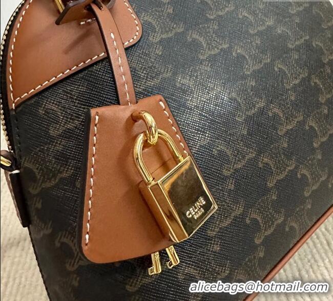 Market Sells Celine Top Handle Bag in Triomphe Canvas and Calfskin 121082 2025