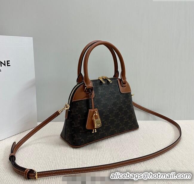 Market Sells Celine Top Handle Bag in Triomphe Canvas and Calfskin 121082 2025
