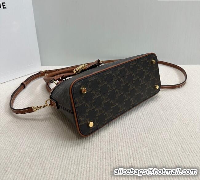 Market Sells Celine Top Handle Bag in Triomphe Canvas and Calfskin 121082 2025