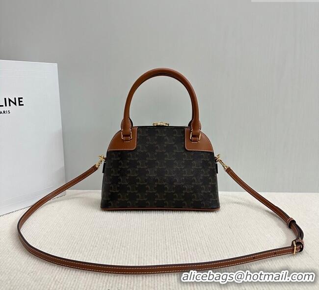Market Sells Celine Top Handle Bag in Triomphe Canvas and Calfskin 121082 2025