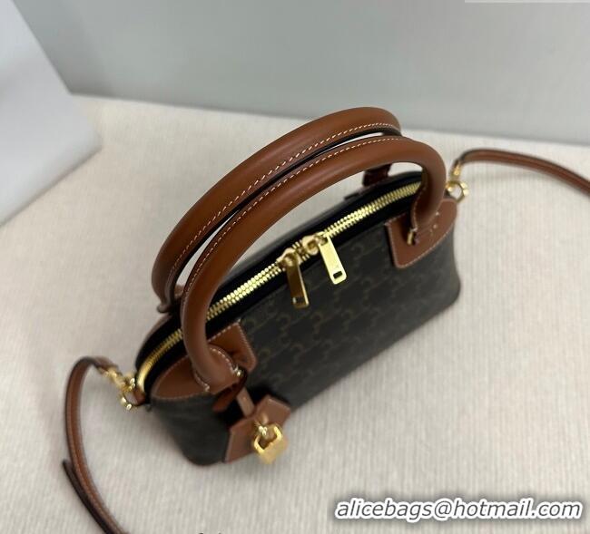 Market Sells Celine Top Handle Bag in Triomphe Canvas and Calfskin 121082 2025