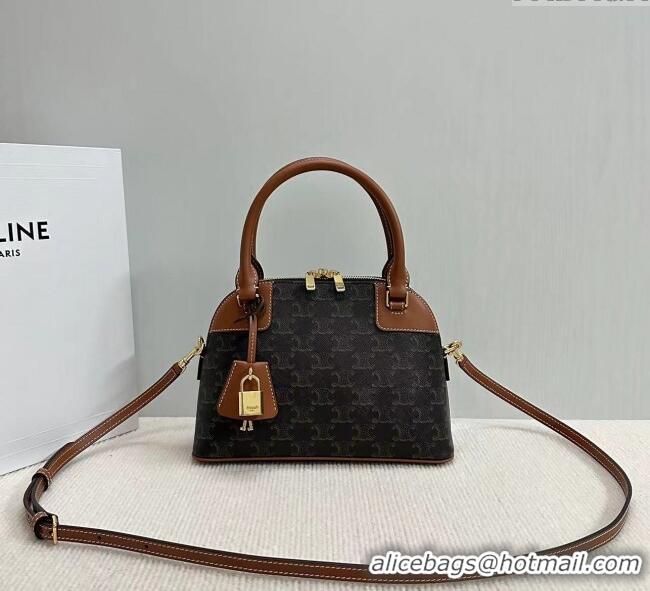 Market Sells Celine Top Handle Bag in Triomphe Canvas and Calfskin 121082 2025