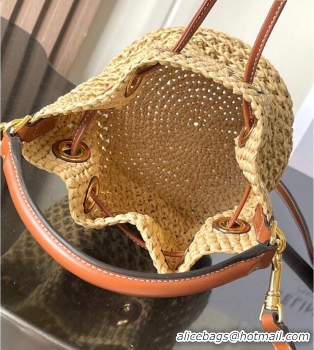 New Cheap Celine Teen Clara Bucket Bag in Straw 121672 Beige 2025