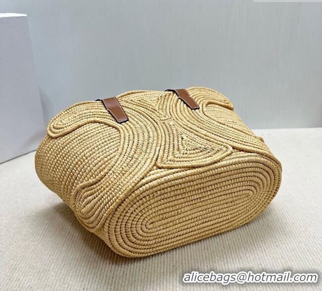 Top Design Celine Classic Panier Small Braided Basket bag Triomphe in Raffia Straw and Calfskin 117022 Beige 2025