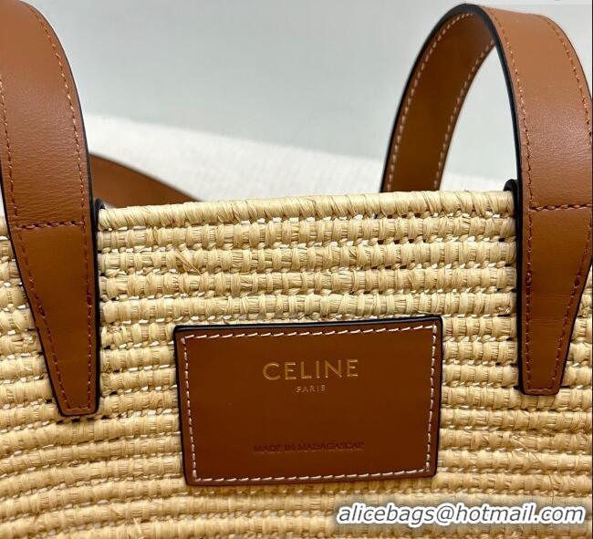 Top Design Celine Classic Panier Small Braided Basket bag Triomphe in Raffia Straw and Calfskin 117022 Beige 2025