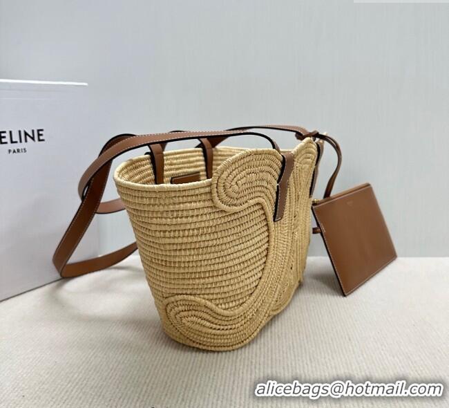 Top Design Celine Classic Panier Small Braided Basket bag Triomphe in Raffia Straw and Calfskin 117022 Beige 2025