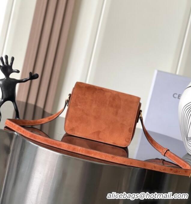 Top Grade Celine Teen Classique Triomphe Shoulder Bag in Suede 188423 Brown 2025