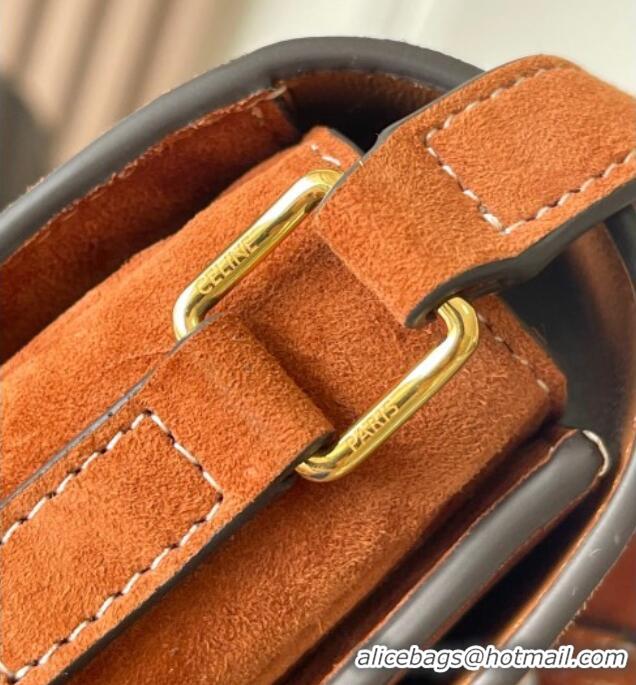 Top Grade Celine Teen Classique Triomphe Shoulder Bag in Suede 188423 Brown 2025