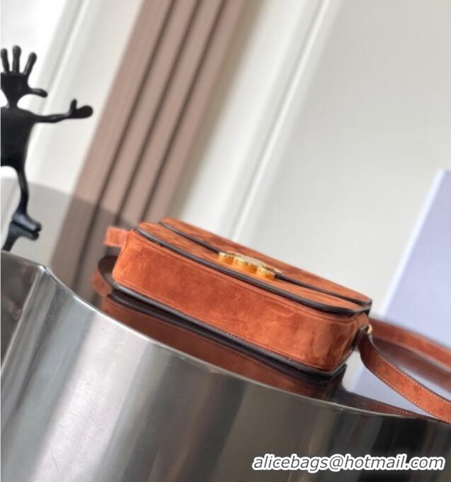 Luxury Cheap Celine Medium Classique Triomphe Shoulder Bag in Suede 187363 Brown 2025