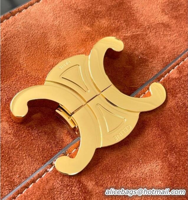 Luxury Cheap Celine Medium Classique Triomphe Shoulder Bag in Suede 187363 Brown 2025