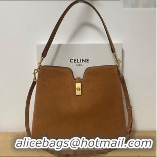Top Grade Celine Medium Camille16 Soft Bag in Suede 119563 Brown 2025