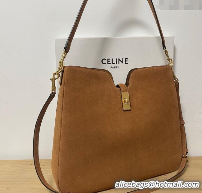 Top Grade Celine Medium Camille16 Soft Bag in Suede 119563 Brown 2025
