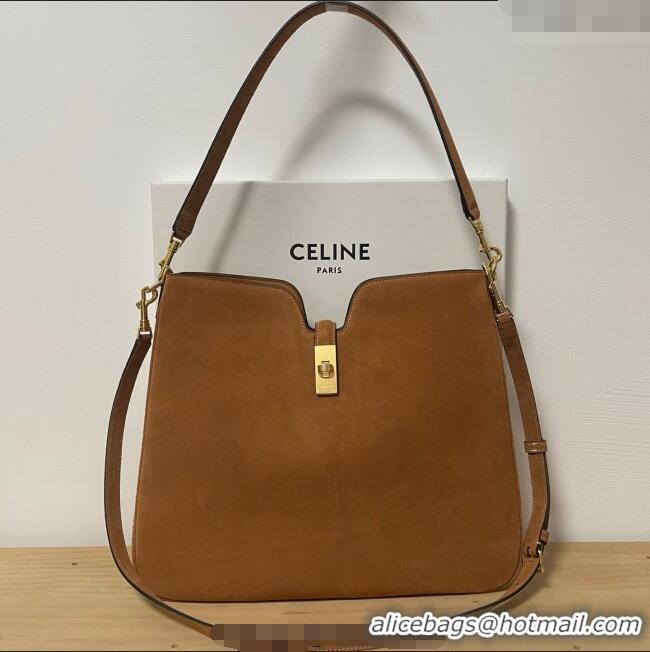 Top Grade Celine Medium Camille16 Soft Bag in Suede 119563 Brown 2025