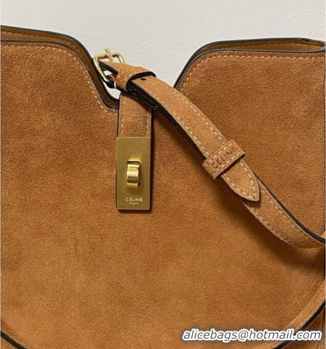 Popular Style Celine Small Camille16 Soft Bag in Suede 120693 Brown 2025