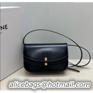 Market Sells Celine Duo Wallet On Strap Mini Bag in Shiny Calfskin 10P673 Black 2025