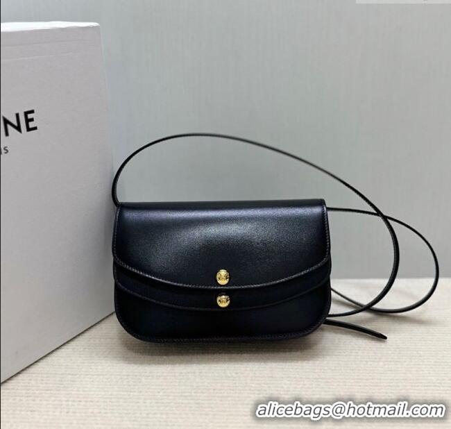 Market Sells Celine Duo Wallet On Strap Mini Bag in Shiny Calfskin 10P673 Black 2025
