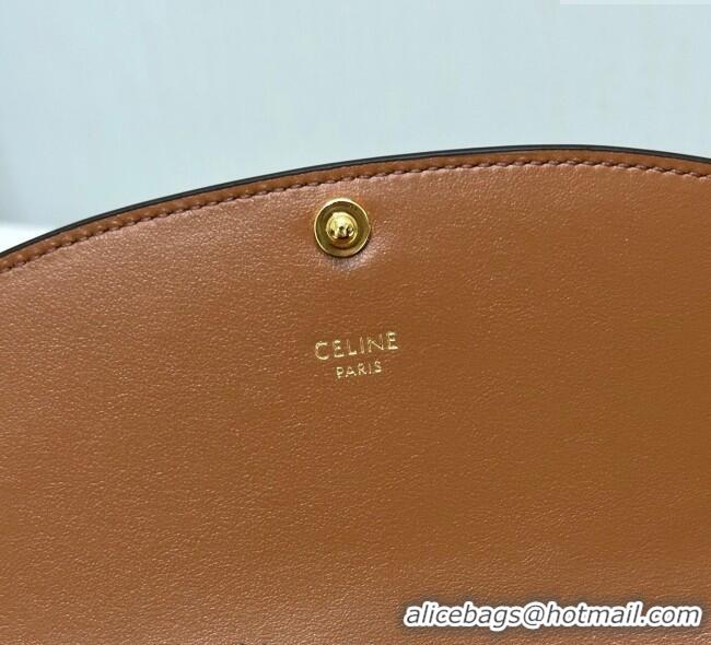 Low Cost Celine Duo Wallet On Strap Mini Bag in Triomphe Canvas and Calfskin 10P672 Brown 2025