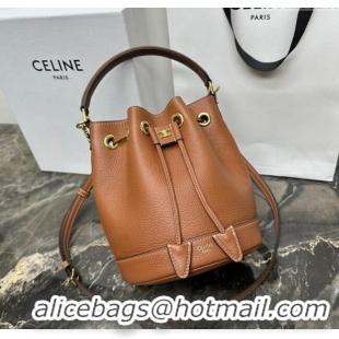 Spot Bulk Celine Teen Clara Bucket Bag in Supple Grained Calfskin 121673 Brown 2025