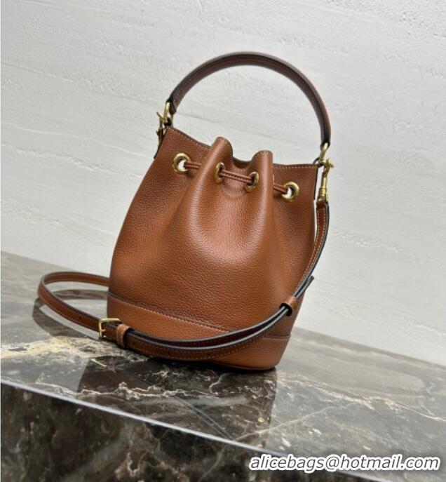 Spot Bulk Celine Teen Clara Bucket Bag in Supple Grained Calfskin 121673 Brown 2025