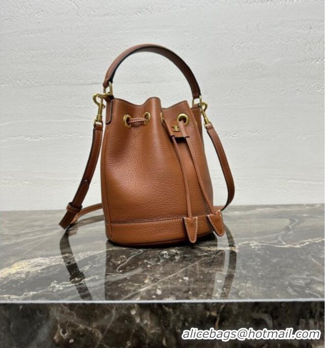 Spot Bulk Celine Teen Clara Bucket Bag in Supple Grained Calfskin 121673 Brown 2025