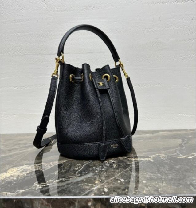 Market Sells Celine Teen Clara Bucket Bag in Supple Grained Calfskin 121673 Black 2025