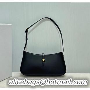 Pretty Style Celine Tina Shoulder Bag in Shiny Calfskin 123053 Black 2025