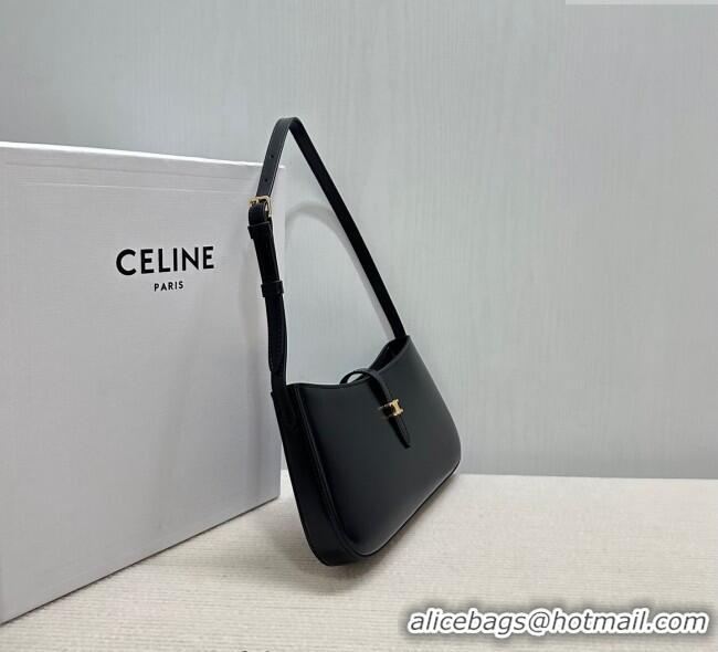 Pretty Style Celine Tina Shoulder Bag in Shiny Calfskin 123053 Black 2025