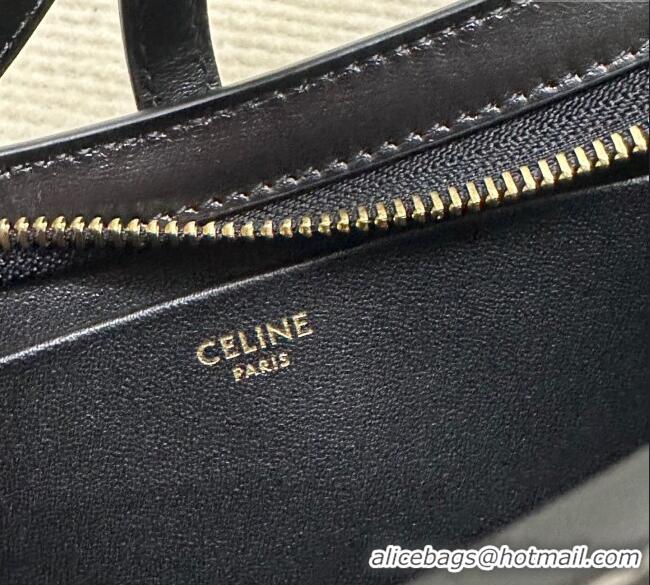 Pretty Style Celine Tina Shoulder Bag in Shiny Calfskin 123053 Black 2025