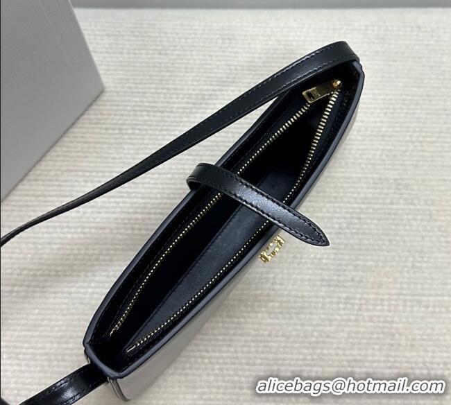 Pretty Style Celine Tina Shoulder Bag in Shiny Calfskin 123053 Black 2025