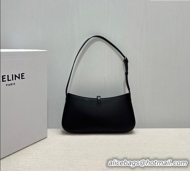 Pretty Style Celine Tina Shoulder Bag in Shiny Calfskin 123053 Black 2025