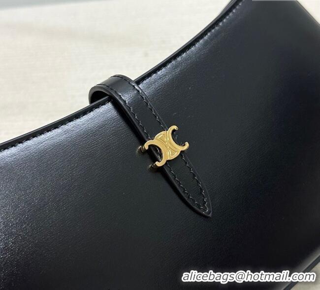 Pretty Style Celine Tina Shoulder Bag in Shiny Calfskin 123053 Black 2025