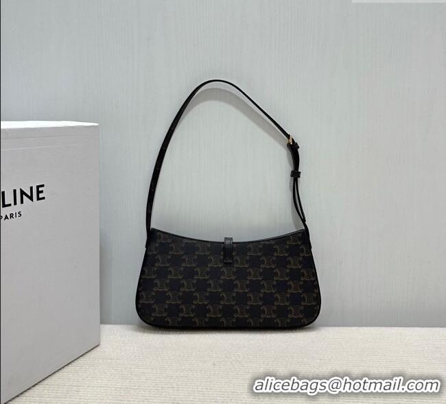 Discount Celine Tina Shoulder Bag in Triomphe Canvas 123052 Brown 2025
