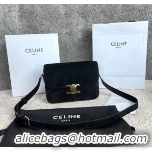 Spot Bulk Celine Classique Triomphe Shoulder Bag in Suede 187363 Black 2025