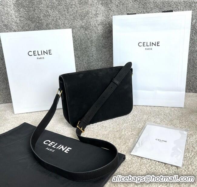 Spot Bulk Celine Classique Triomphe Shoulder Bag in Suede 187363 Black 2025